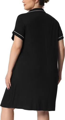 Vista 4 de Agnes Orinda Camisones de talla grande para mujer, con botones, camisón suave, pijama, vestido de pijama