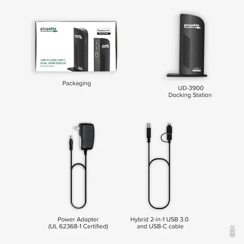 Vista 7 de Plugable Estación de acoplamiento universal para computadora portátil, monitor HDMI dual para Windows y Mac (requiere controlador), USB 3.0 o USB-C