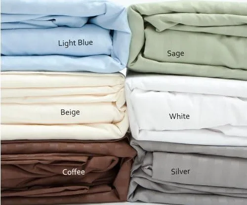 Vista 2 de Paquete de 2: Juego de 4 piezas - Juego de sábanas finas de 400 hilos 100% algodón Dobby Stripe (matrimonial, beige - beige)