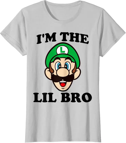 Vista 16 de Super Mario Camiseta de retrato Luigi I'm The Lil Bro, Blanco