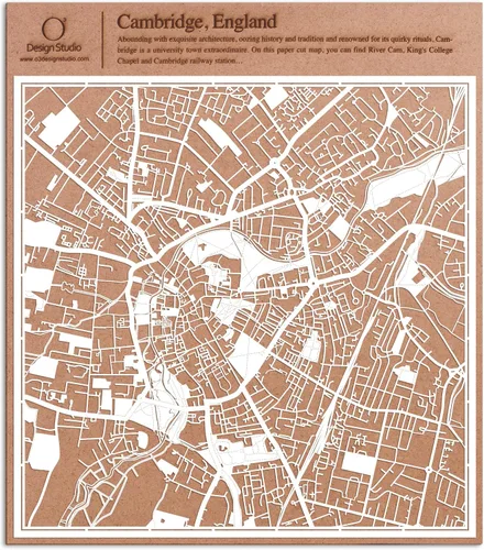 Vista 157 de O3 Design Studio Aberdeen - Mapa de papel cortado en papel blanco de 12 x 12 pulgadas