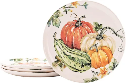 Vista 8 de Bico Blessing Season - Juego de 4 platos de cerámica grandes de 11 pulgadas para pasta, filete, elegantes platos para servir, aptos para microondas