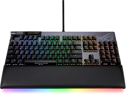 Vista 6 de ASUS ROG Strix Flare II Animate 100% RGB - Teclado para juegos - Intercambiable en caliente, interruptores táctiles ROG NX marrón, pantalla LED