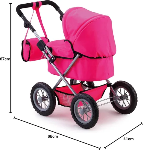 Vista 7 de Bayer: Cochecito de moda - rosa intenso - Incluye bolsa de hombro, se adapta a muñecas de hasta 18 pulgadas, mango ajustable, juego de simulación