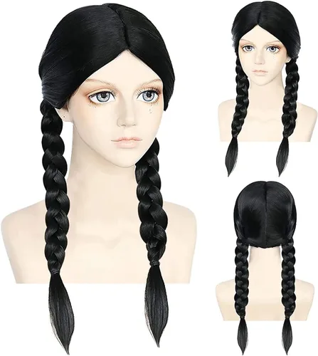 Vista 5 de IDOTTA Girls Black Costumes Dress For Kids Family Halloween Princess Cosplay Party Christmas Party With Wigs Belt