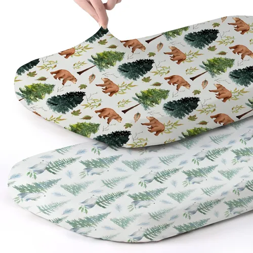 Vista 74 de Pack n Play Sheets BROLEX - Juego de 2 sábanas para cuna, juego de sábanas elásticas y portátiles para cuna, funda de colchón convertible