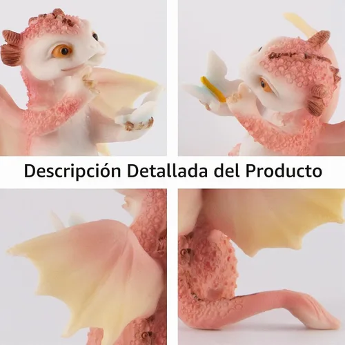 Vista 3 de Mini figura de estatua de dragón, decoración del hogar de resina, bonitos adornos, estatua de jardín de animales de la suerte para micro paisaje