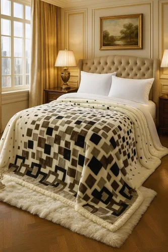 Vista 5 de DBOZE Manta pesada de vellón coreano de visón, tamaño King, 2 capas, ultra suave, cálida, reversible, con patrón geométrico moderno, manta