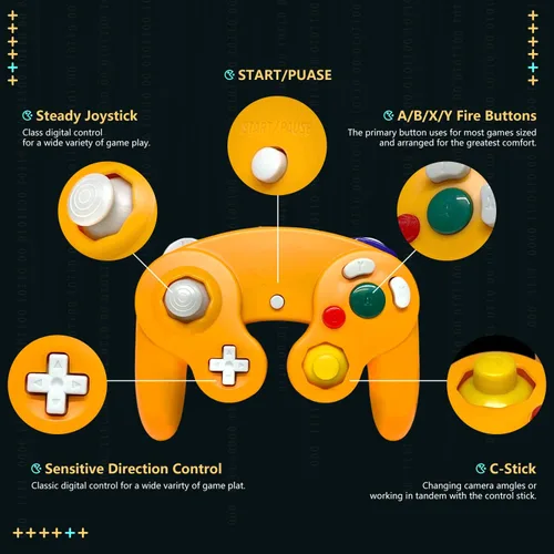 Vista 2 de Zeion Paquete de 4 controladores Gamecube con 4 cables de extensión y adaptador USB de 4 puertos para consola Switch PC Wii U negro morado plateado