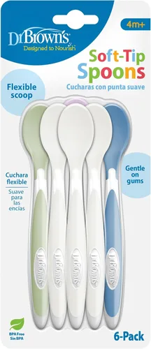 Vista 2 de Dr. Brown's cucharas para niños pequeños con punta suave, paquete de 6, multicolor