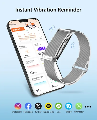 Vista 5 de Pulsera inteligente para hombres y mujeres, rastreador de actividad de salud, monitor de sueño 24 horas, frecuencia cardíaca continua 24/7/7/presión