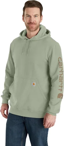Vista 35 de Carhartt Sudadera de ajuste holgado para hombre con logotipo en la manga, de peso medio, gráfica, liquidación Terreno ámbar