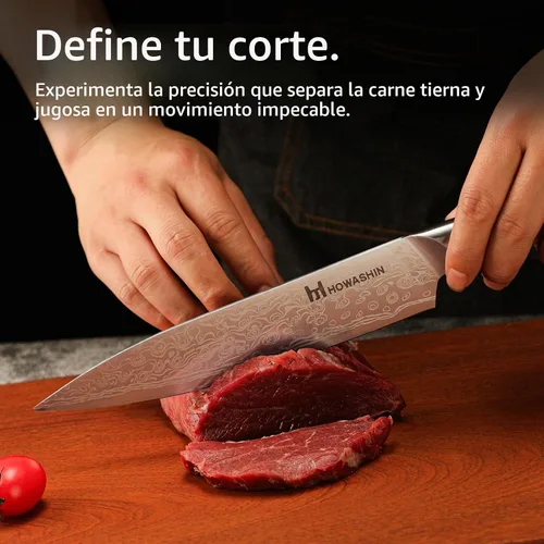 Vista 2 de Juego de cuchillos de cocina, juego de cuchillos de chef japonés 3 piezas dorado