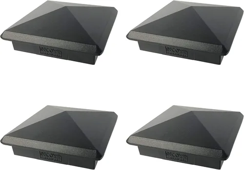 Vista 30 de Tapa de aluminio en forma piramidal para postes de madera, color negro (4 unidades)