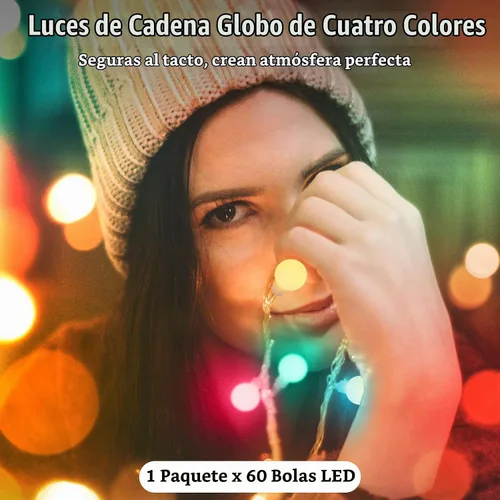 Vista 7 de Guirnalda de luces con forma de globo a pilas, 21 pies, 60 luces LED parpadeantes, 8 modos con control remoto, mini luces de globo para interiores