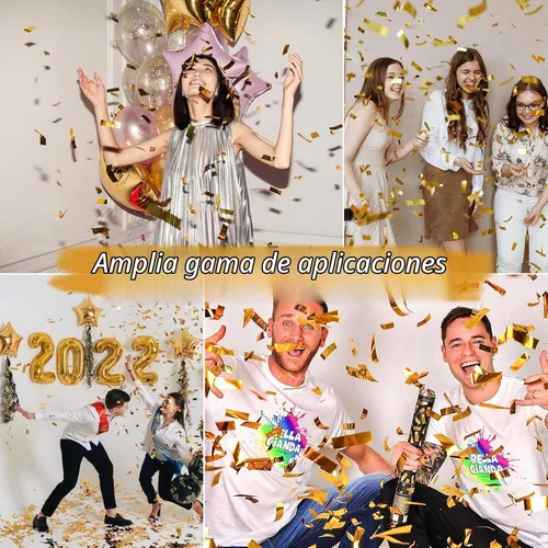 Vista 3 de Poppers de confeti amarillo, 15 pulgadas, color dorado, para cumpleaños, bodas, celebraciones de Halloween, pistola de confeti con aire Oro