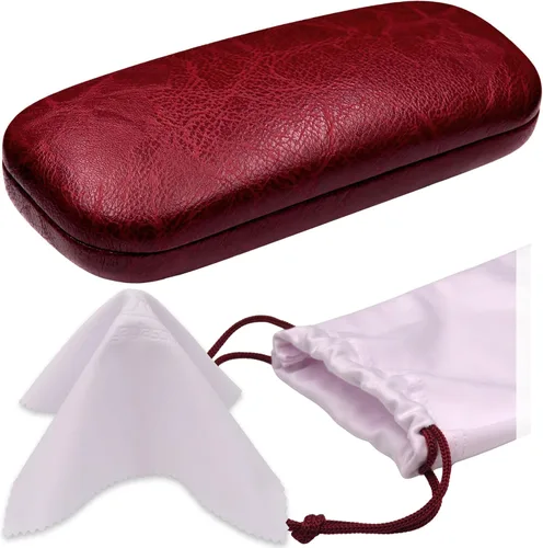 Vista 14 de MyEyeglassCase Estuche rígido para lentes de mujer Estuche protector de carcasa dura con bolsa y paño 1- Rosa de arándano floral