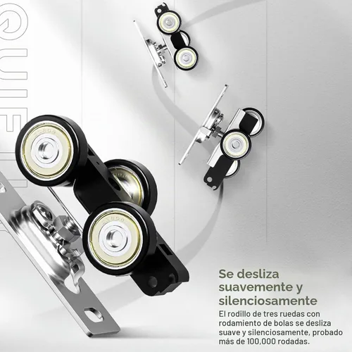 Vista 6 de EaseLife Kit de herrajes para puerta corredera doble bypass de 4 pies/48 pulgadas, grado comercial, aluminio, riel bypass para puertas de armario