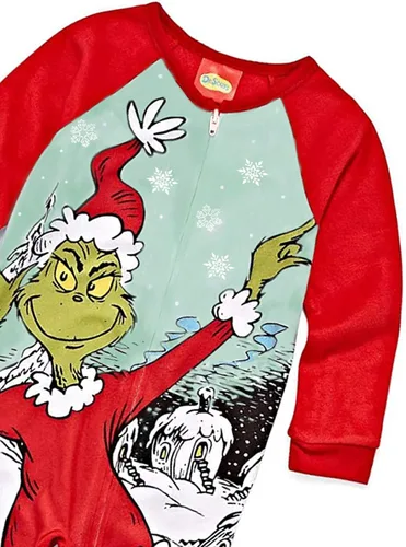 Vista 10 de The Grinch Dr. Seuss - Pijama de Navidad con pies para niños y niñas