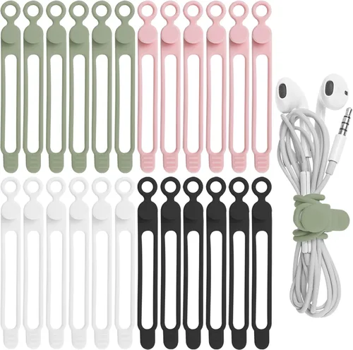 Vista 9 de Bridas de silicona para cables, organizador de cables (16 negro (16pcs-Black)