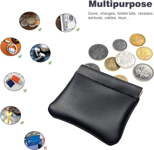 Vista 3 de VOFOON Actualización Mini monedero de cuero para apretar, pequeña bolsa de joyería de cuero, bolsa de viaje de cuero para hombresmujeres, paquete
