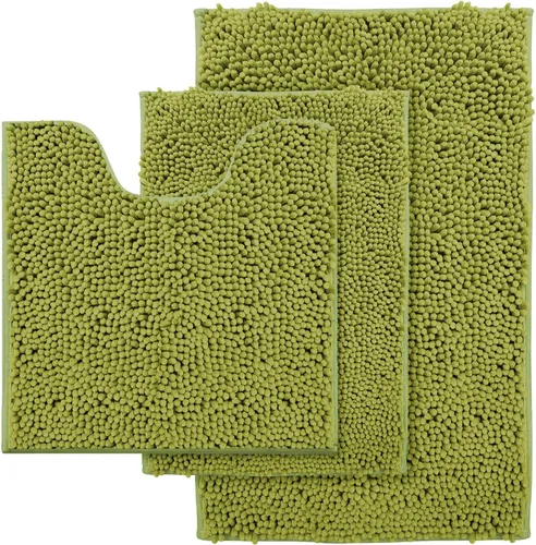 Vista 30 de Juego de 3 alfombras de baño antideslizantes de 3 piezas, alfombra de baño ultra suave, alfombra de baño absorbente y peluda, juego perfecto