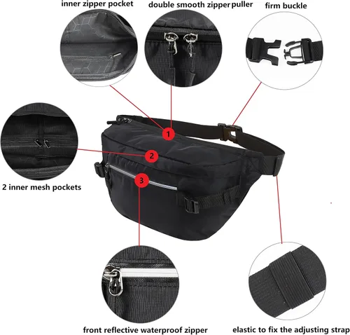 Vista 2 de TITILT Riñonera cruzada de talla grande para mujeres y hombres, bolsa grande impermeable para deportes, viajes, entrenamiento, ciclismo, senderismo