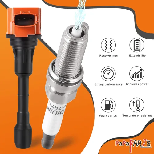 Vista 4 de PAPAPARTS Juego de 6 bobinas de encendido UF550 y bujías de iridio compatibles con Infiniti JX35 M35 Q50 Q70 QX60 EX35 FX35 G25 G35 Nissan 350Z