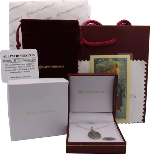 Vista 5 de Collar con medalla de St Christopher – Medallón oval de plata de ley y cadena – Grabado personalizado – Caja de regalo