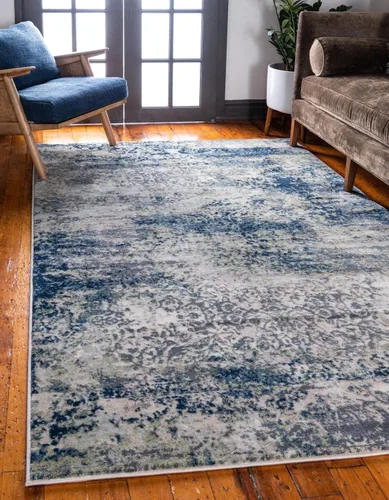 Vista 13 de Unique Loom Mystic Collection - Alfombra Sena (2 pies x 6 pies, color azul marino/beige)