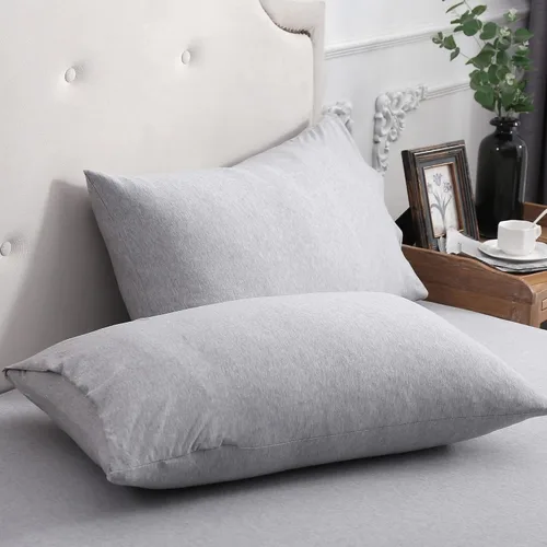 Vista 17 de PURE ERA Fundas de almohada de punto jersey 100% algodón tipo camiseta, súper suaves, cómodas, transpirables, juego de 2, estándar 20" x 26", rayas