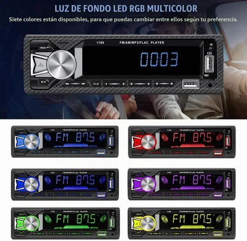 Vista 6 de Receptores de audio para coche con Bluetooth manos libres con pantalla LCD digital, radio FM para coche, reproductor de MP3, carga rápida