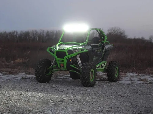 Vista 5 de SuperATV Barra de luz combinada LED curvada de 30 pulgadas, incluye interruptor basculante y arnés de cableado, kit de soporte de perfil bajo