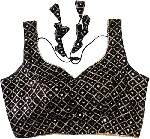 Vista 10 de Ropa de fiesta para mujer Bollywood Pure Georgette Readymade Style Sari Blusa Crop Top Choli