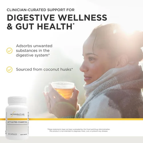 Vista 2 de Integrative Therapeutics Carbón activado - Suplemento para la salud digestiva e intestinal* - Soporte gastrointestinal* - Sin gluten y sin lácteos