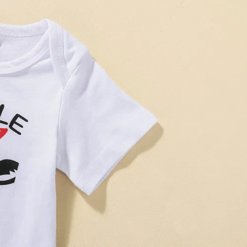 Vista 9 de Conjunto de 3 piezas de ropa occidental con estampado de vaca de manga corta para bebé y niña, conjunto de 0 a 24 meses
