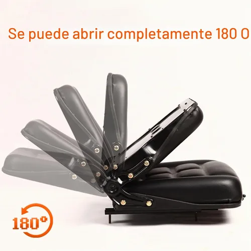 Vista 5 de Asiento universal ajustable para carretilla elevadora con cinturón de seguridad y reposabrazos, respaldo ajustable y riel deslizante Asiento