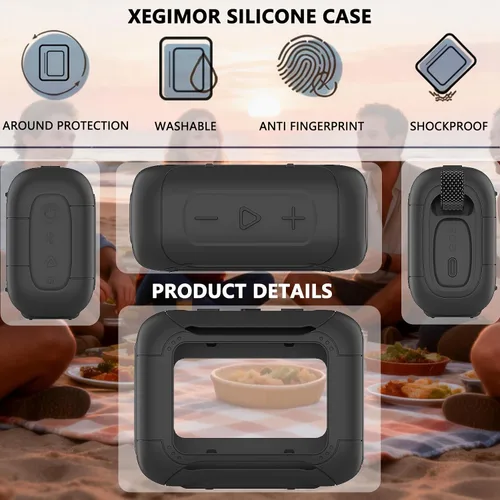 Vista 5 de Funda de silicona y funda rígida para altavoz Bluetooth JBL Go 5 Negro