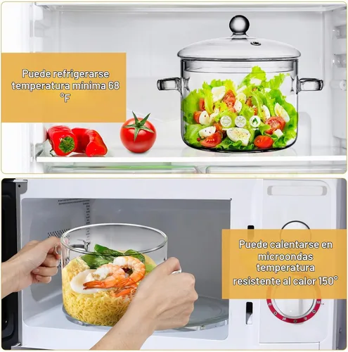 Vista 5 de Olla de vidrio a fuego lento para popurrí, ollas de vidrio transparente para cocinar en la estufa, 1.3L/45 onzas líquidas de vidrio borosilicato