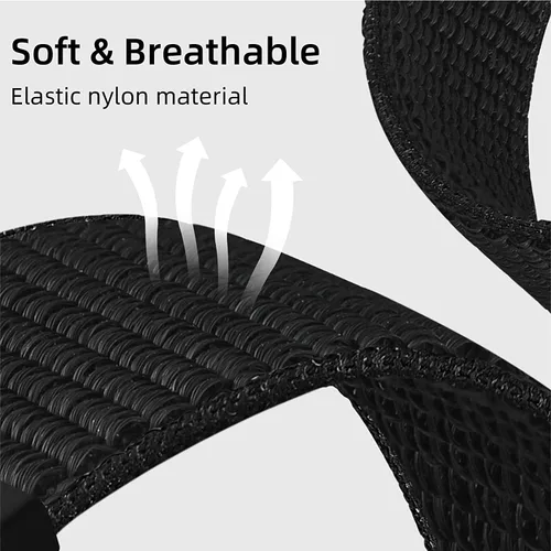 Vista 3 de Nylon Bands Breathable Replacement Watch Strap Sport Loop for Samsung-Galaxy-Watch-4-Classic-46mm/42mm for Galaxy-Watch-4-40mm 44mm wristband Negro