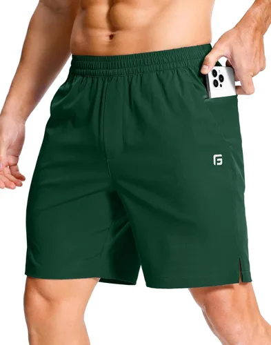 Vista 72 de GGJ Pantalones cortos deportivos ligeros para hombre con 2 bolsillos con cremallera de 7/5/9 pulgadas, pantalones cortos de tenis de secado rápido