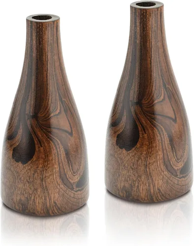 Vista 7 de Aeravida Florero de madera de árbol de mango natural de 6 pulgadas con patrón de grano artístico Florero de madera de árbol de mango Jarrón