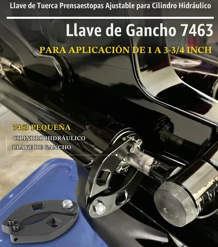 Vista 2 de 7463 Llave de tuerca de glándula ajustable para cilindros hidráulicos, herramienta de llave inglesa de pasador de alta resistencia compatible