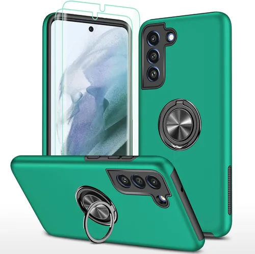Vista 8 de Funda para Galaxy S21, S21 con protector de pantalla de TPU flexible autorreparable, 2 unidades, grado militar, doble a prueba de golpes, funda