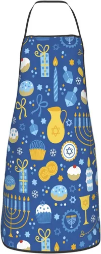Vista 18 de Delantal de Hanukkah feliz ajustable para cocinar, babero de cocina para cocinar