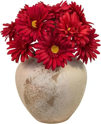 Vista 17 de TOPIA Margaritas africanas artificiales, margaritas africanas, flores de seda, gerberas artificiales, paquete de 10 unidades (negro)