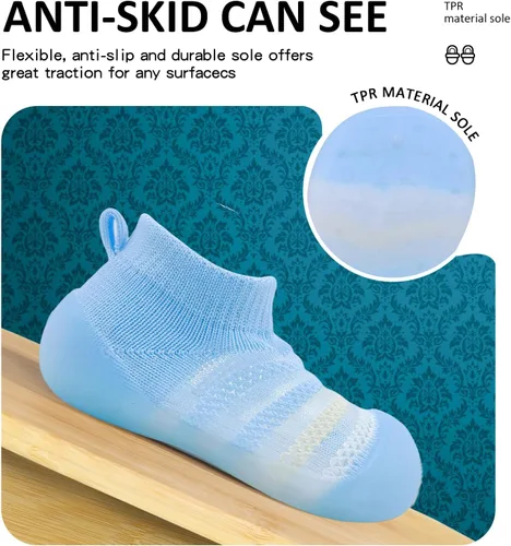 Vista 3 de Zapatos de calcetín para bebé, suela de goma de animales, antideslizantes, para interiores, para niños y niñas, primer piso, zapatilla