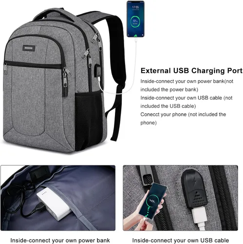 Vista 5 de Mochila de viaje para laptop para hombres y mujeres, mochilas escolares para adolescentes y niñas, mochila resistente al agua para laptop de 15.6