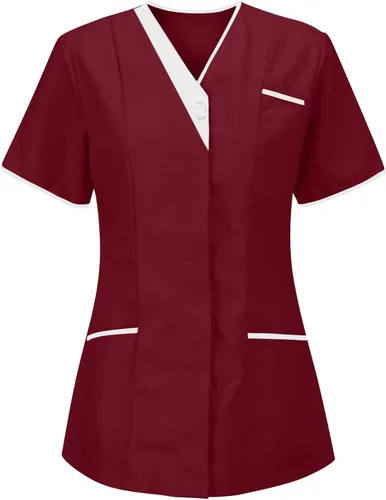 Vista 4 de Camiseta de manga corta para mujer, uniforme de limpieza para enfermera, camiseta de uniforme para enfermera Verde