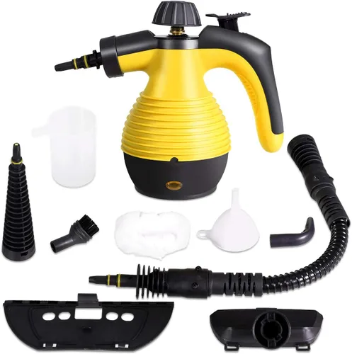 Vista 10 de Goplus Limpiador de vapor presurizado de mano con accesorios de 9 piezas, vaporizador multiusos con bloqueo de seguridad para cortina de alfombra